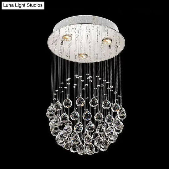 Contemporary Crystal Flushmount Light Fixture - Ideal For Restaurants Stainless Steel Finish 3/5/14