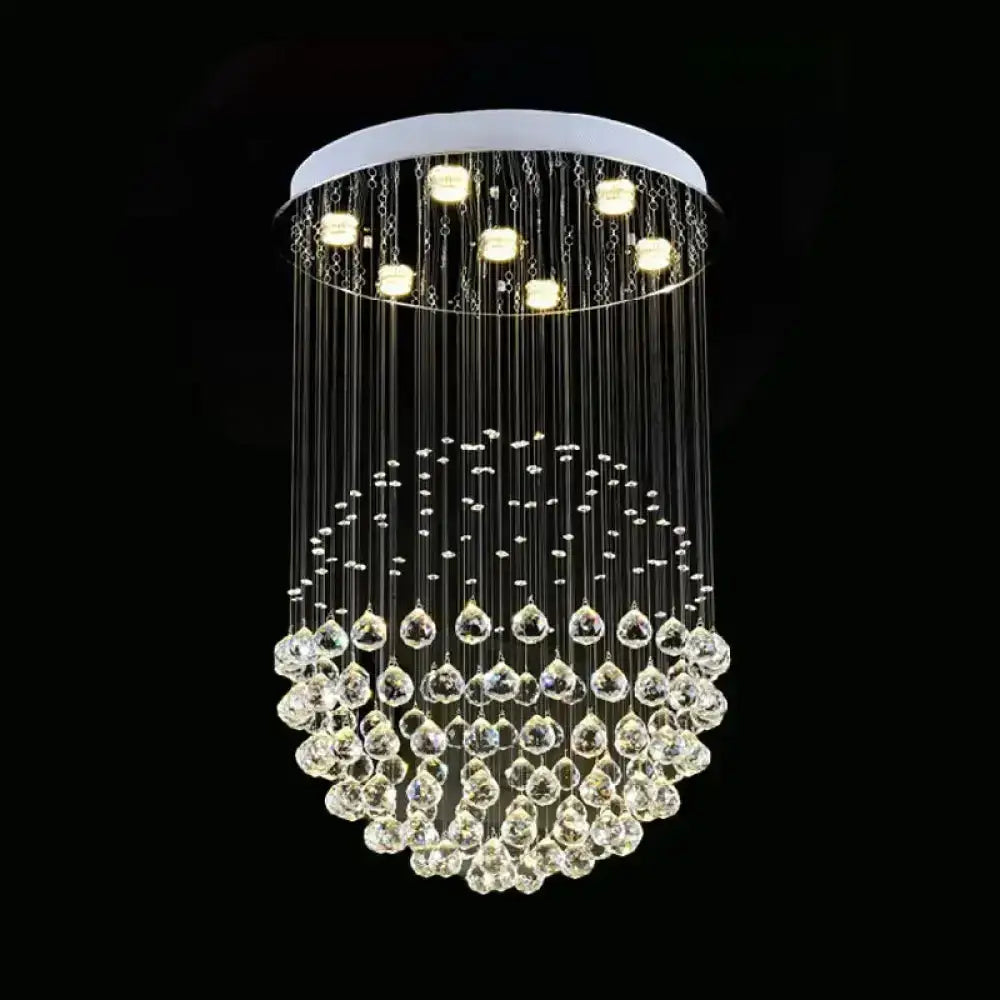 Contemporary Crystal Flushmount Light Fixture - Ideal For Restaurants Stainless Steel Finish 3/5/14