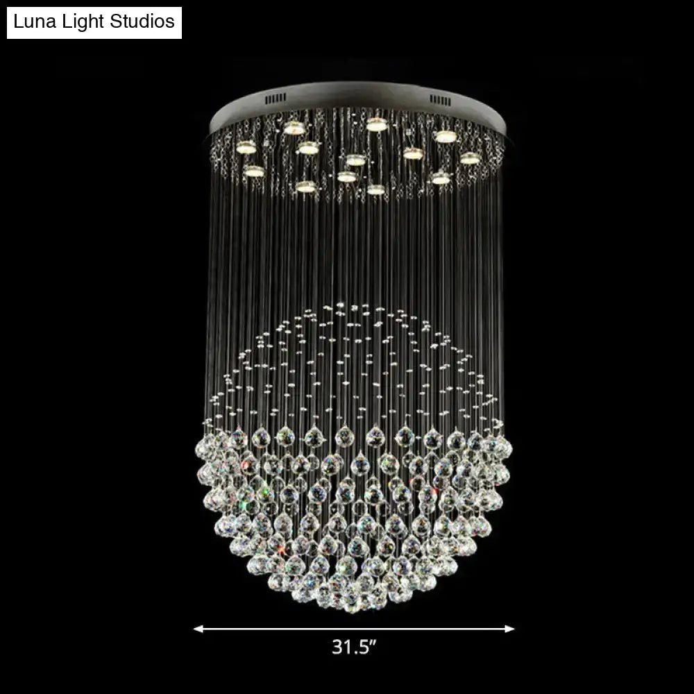 Contemporary Crystal Flushmount Light Fixture - Ideal For Restaurants Stainless Steel Finish 3/5/14