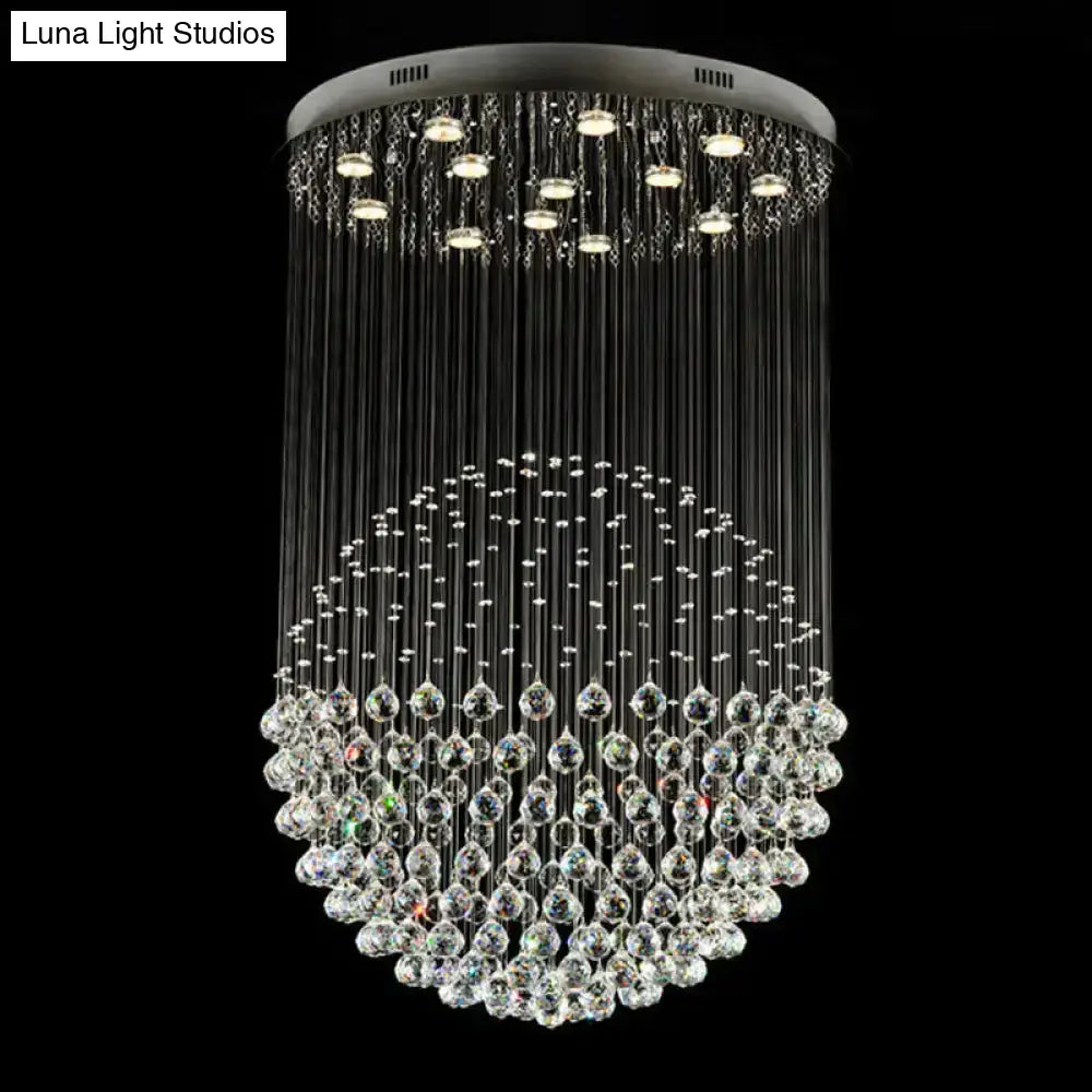 Contemporary Crystal Flushmount Light Fixture - Ideal For Restaurants Stainless Steel Finish 3/5/14