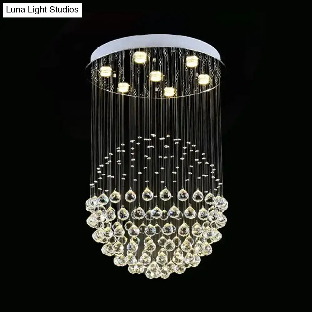 Contemporary Crystal Flushmount Light Fixture - Ideal For Restaurants Stainless Steel Finish 3/5/14