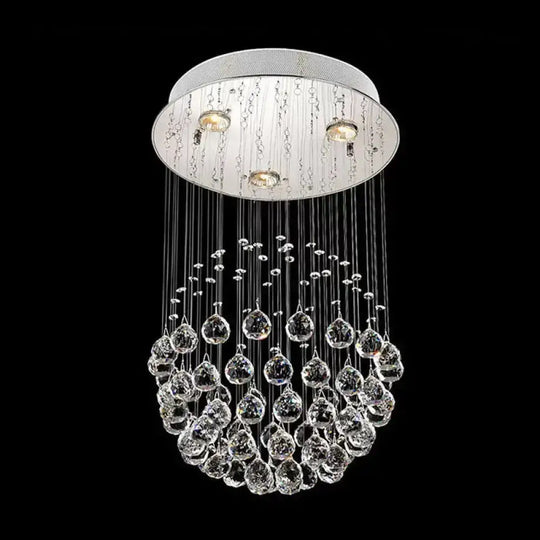 Contemporary Crystal Flushmount Light Fixture - Ideal For Restaurants Stainless Steel Finish 3/5/14