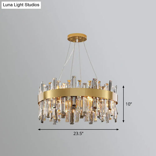 Contemporary Crystal Chandelier Pendant Light - Gold Finish For Living Room / 23.5