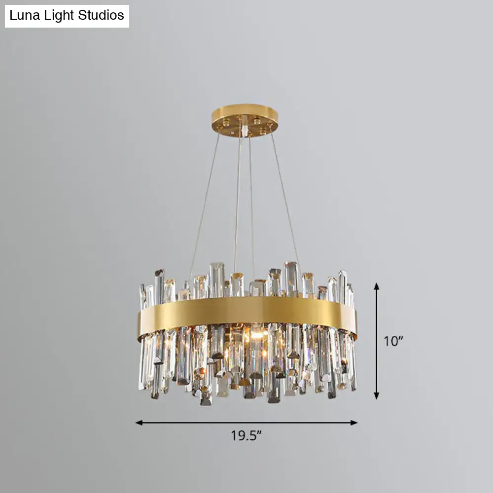 Contemporary Crystal Chandelier Pendant Light - Gold Finish For Living Room / 19.5