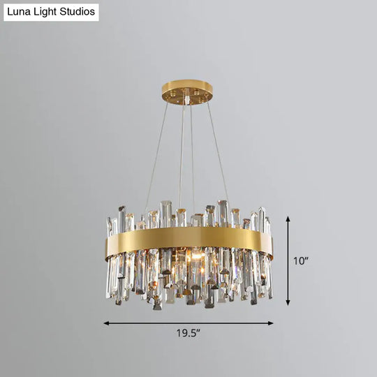 Contemporary Crystal Chandelier Pendant Light - Gold Finish For Living Room / 19.5