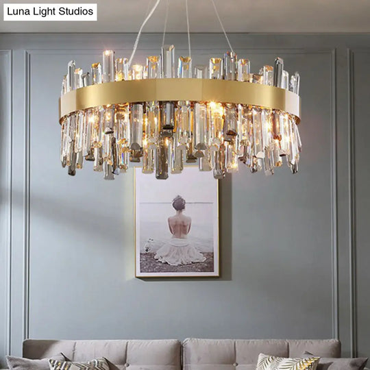 Contemporary Crystal Gold Chandelier Pendant Light For Living Room