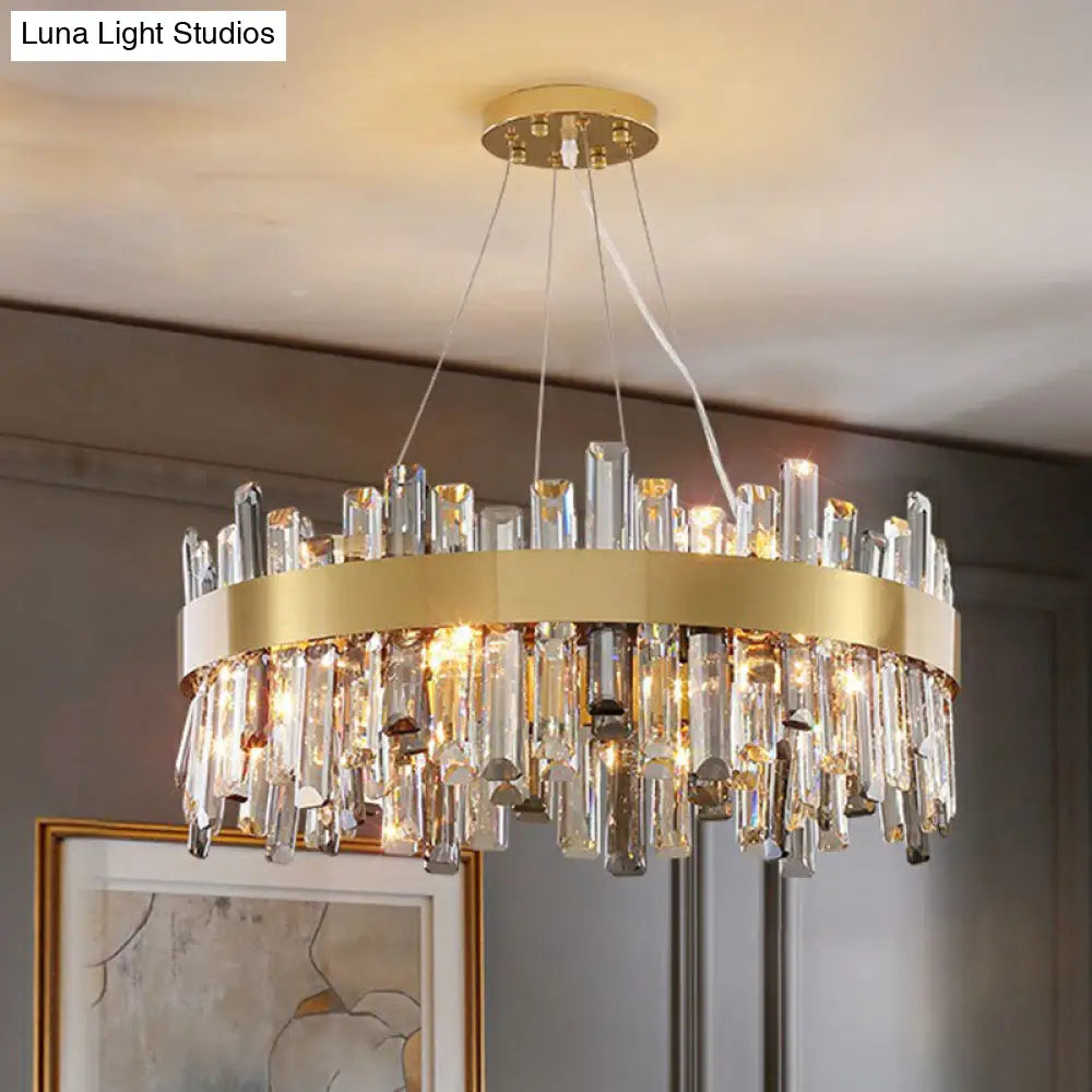 Contemporary Crystal Chandelier Pendant Light - Gold Finish For Living Room