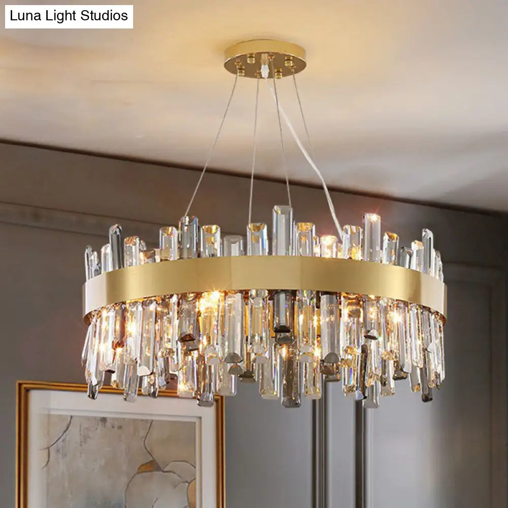 Contemporary Crystal Gold Chandelier Pendant Light For Living Room