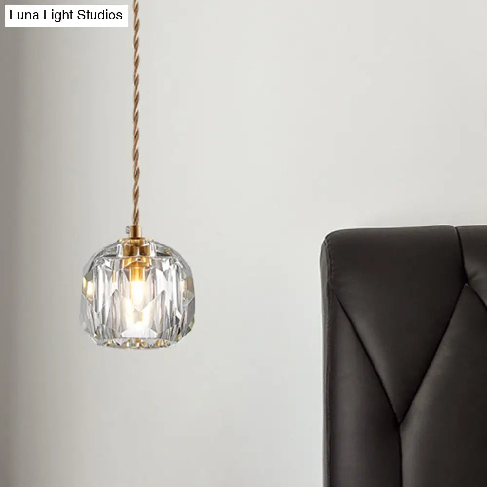 Contemporary Crystal Gold Globe Pendant Light - Elegant Hanging Lamp Kit