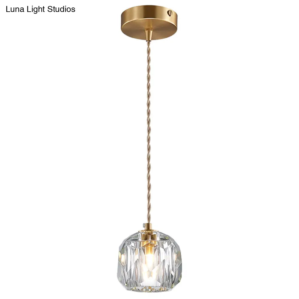 Contemporary Crystal Gold Globe Pendant Light - Elegant Hanging Lamp Kit