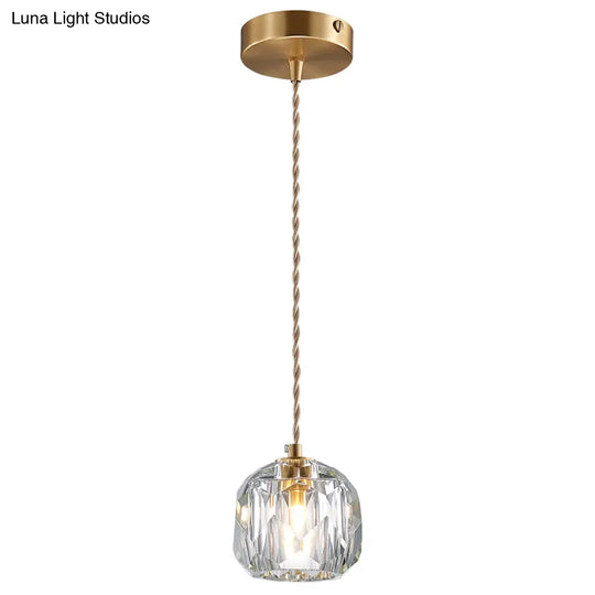 Contemporary Crystal Gold Globe Pendant Light - Elegant Hanging Lamp Kit