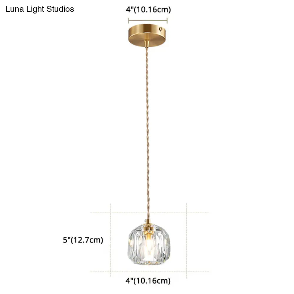 Contemporary Crystal Gold Globe Pendant Light - Elegant Hanging Lamp Kit