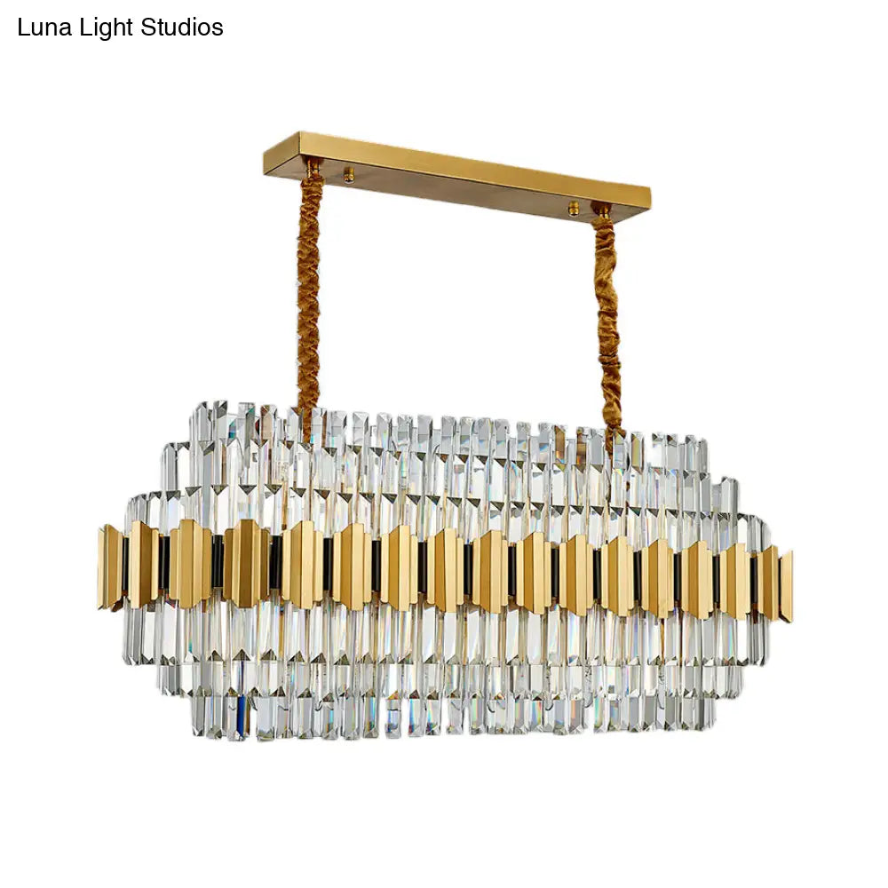 Contemporary Crystal Gold Pendant Light - 39 Wide 7-Tiered Icicle Chandelier 16-Light Perfect For