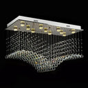Contemporary Crystal Gull Flush Mount Lamp - 11-Bulb Stainless Steel Ceiling Lighting For Living