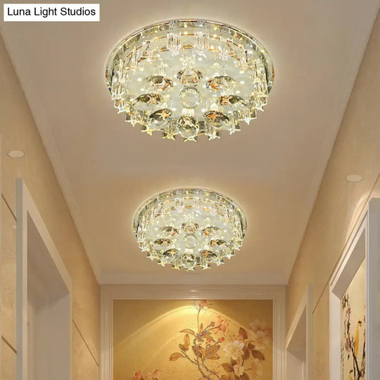 Contemporary Crystal Hallway Led Ceiling Lamp In Purple/Coffee - Warm/White Light Coffee / Warm