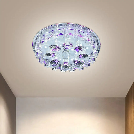 Contemporary Crystal Hallway Led Ceiling Lamp In Purple/Coffee - Warm/White Light Purple / Warm