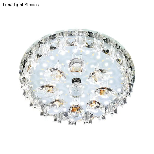 Contemporary Crystal Hallway Led Ceiling Lamp In Purple/Coffee - Warm/White Light