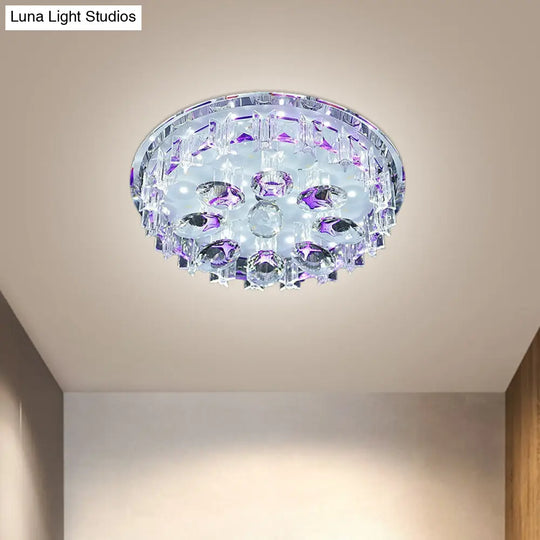 Contemporary Crystal Hallway Led Ceiling Lamp In Purple/Coffee - Warm/White Light Purple / Warm