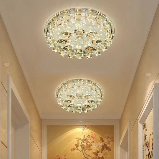 Contemporary Crystal Hallway Led Ceiling Lamp In Purple/Coffee - Warm/White Light Coffee / Warm