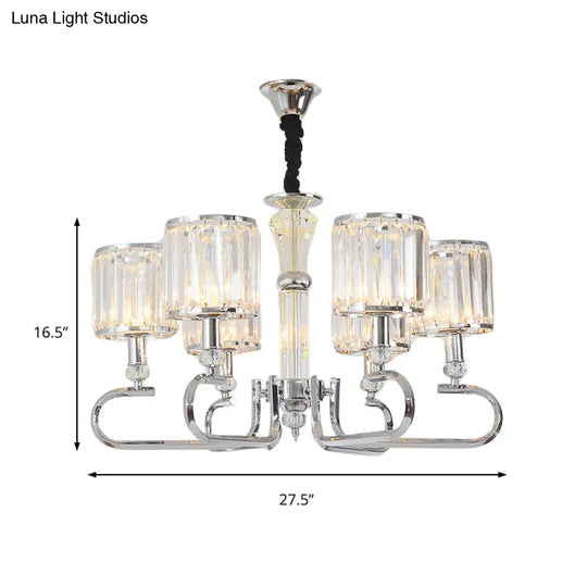 Contemporary Crystal Hanging Ceiling Light: 3/6 Lights Chrome Chandelier Design