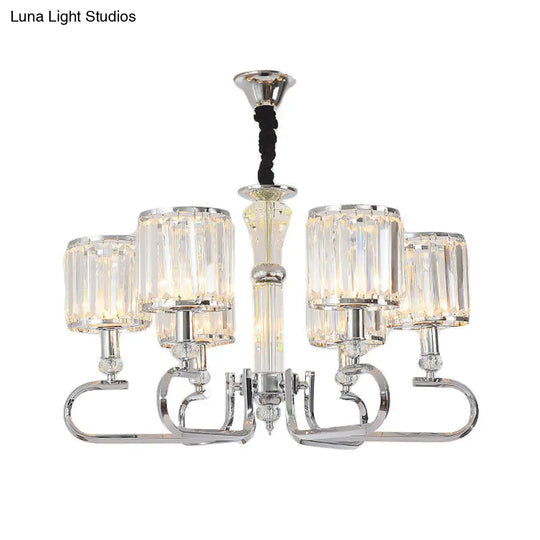 Contemporary Crystal Hanging Ceiling Light: 3/6 Lights Chrome Chandelier Design