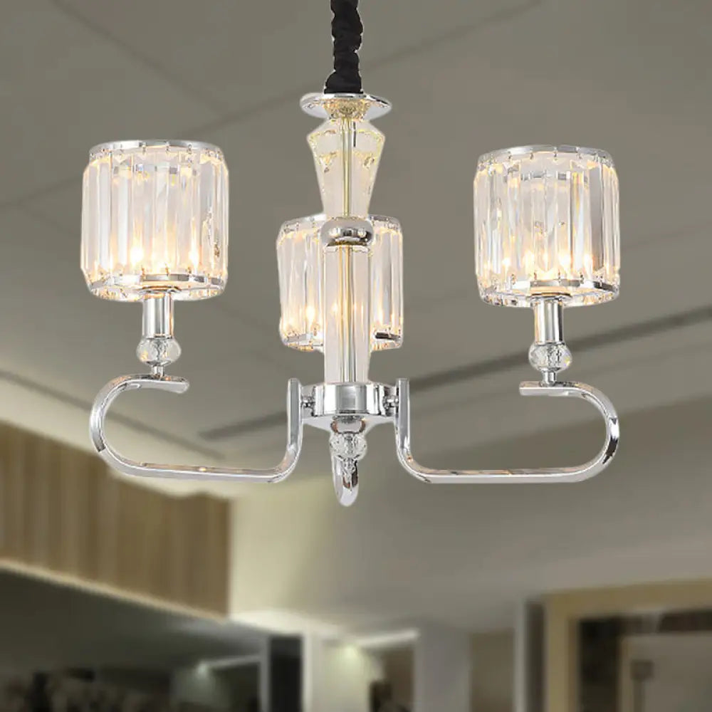 Contemporary Crystal Hanging Ceiling Light - Chrome Chandelier 3/6 Options 3 /