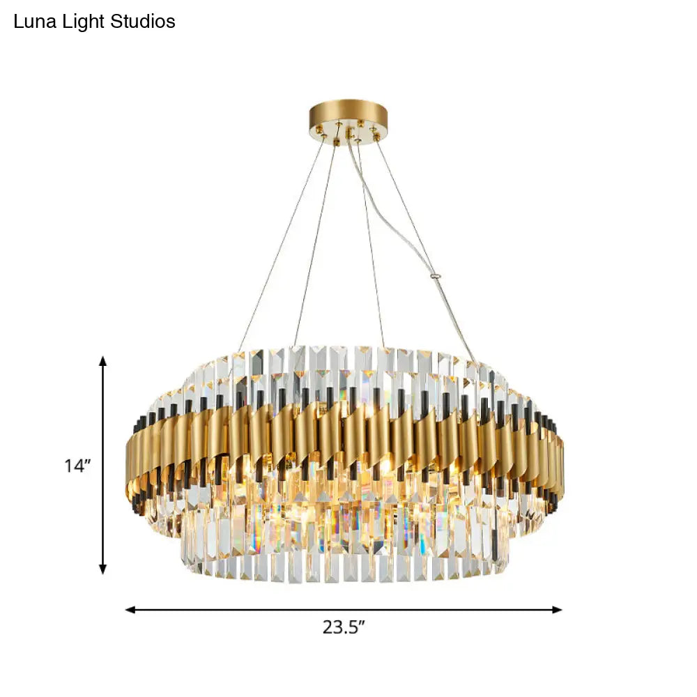 Contemporary Crystal Hanging Pendant Light - 12/16-Light Golden Chandelier