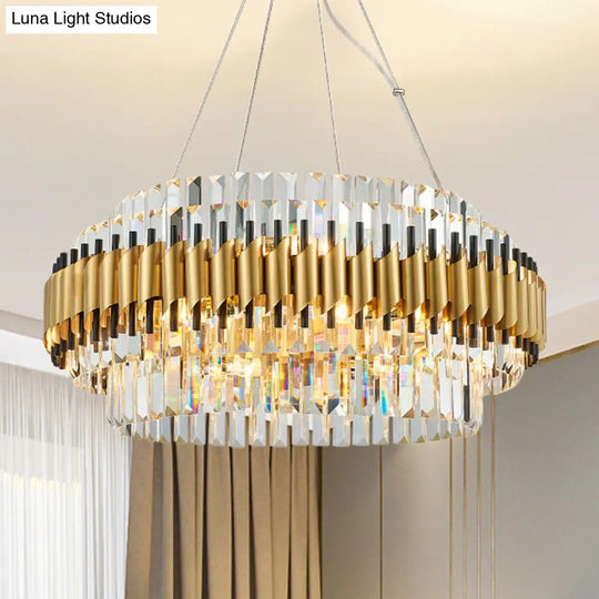 Contemporary Crystal Hanging Pendant Light - 12/16-Light Golden Chandelier