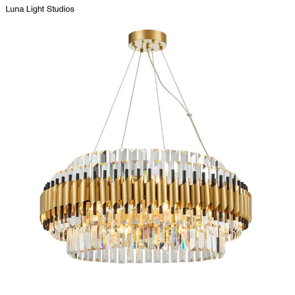 Contemporary Crystal Hanging Pendant Light - 12/16-Light Golden Chandelier