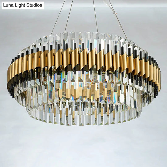 Contemporary Crystal Round Pendant Light - 12/16-Light Golden Chandelier 16 / Gold