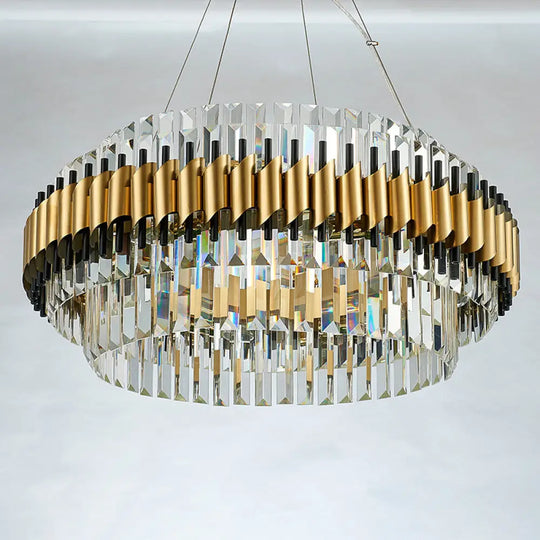 Contemporary Crystal Hanging Pendant Light - 12/16-Light Golden Chandelier 16 / Gold