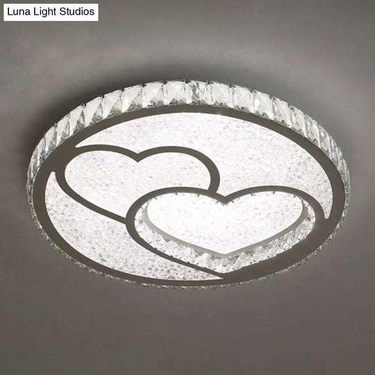 Contemporary Crystal Led Bedroom Ceiling Light In Stainless-Steel Flush Mount / Third Gear Loving