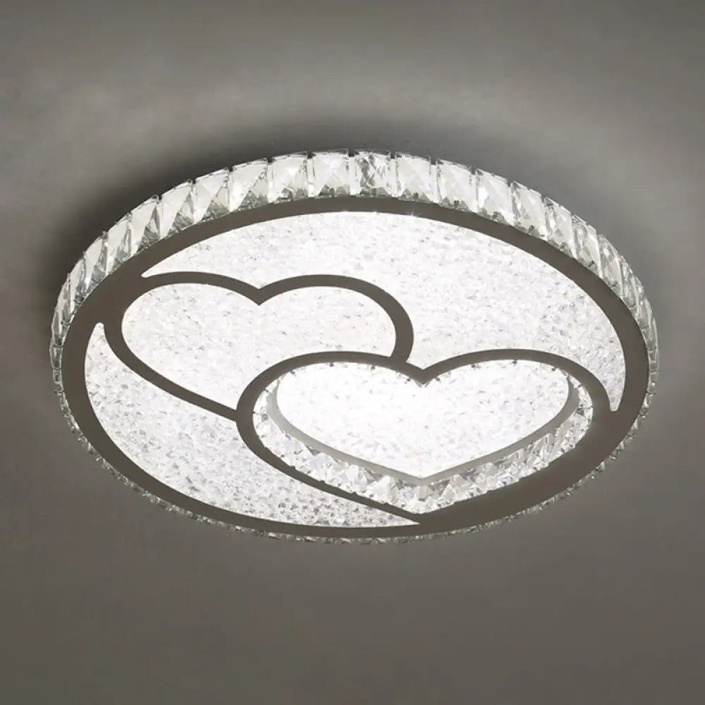 Contemporary Crystal Led Bedroom Ceiling Light In Stainless - Steel Flush Mount / Third Gear Loving