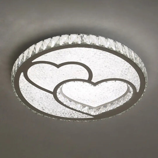 Contemporary Crystal Led Bedroom Ceiling Light In Stainless - Steel Flush Mount / Third Gear Loving