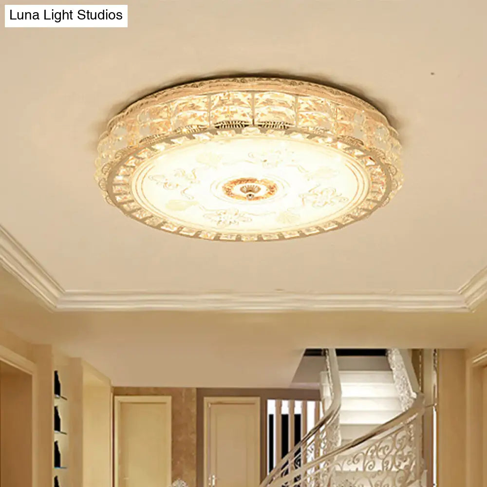 Contemporary Crystal Led Ceiling Lamp With Gold Flush Mount For Bedroom