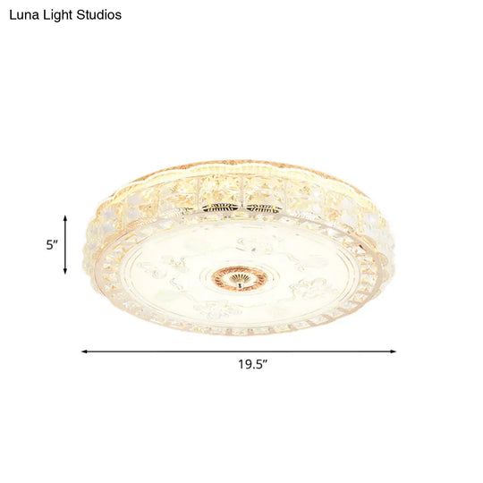 Contemporary Crystal Led Ceiling Lamp With Gold Flush Mount For Bedroom