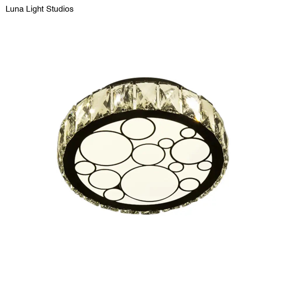 Contemporary Crystal Led Ceiling Light Flush Mount - Modern Hand-Cut Design Chrome Finish 10/19 Wide