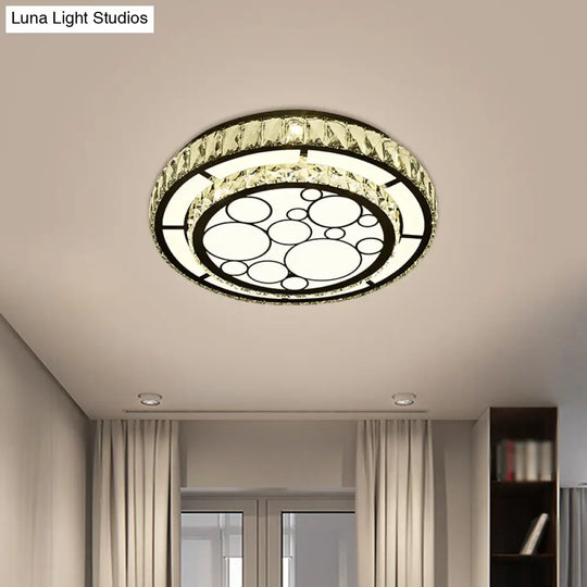 Contemporary Crystal Led Ceiling Light Flush Mount - Modern Hand-Cut Design Chrome Finish 10/19 Wide