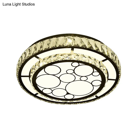 Contemporary Crystal Led Ceiling Light Flush Mount - Modern Hand-Cut Design Chrome Finish 10/19 Wide