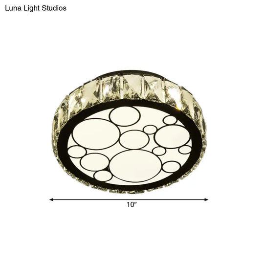 Contemporary Crystal Led Ceiling Light Flush Mount - Modern Hand-Cut Design Chrome Finish 10/19 Wide