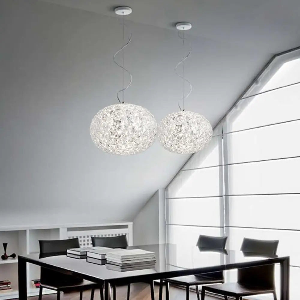 Contemporary Crystal Led Ceiling Light For Dining Room Clear / 10’