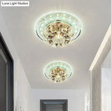 Contemporary Crystal Led Ceiling Light: Round Flush Mount In Chrome