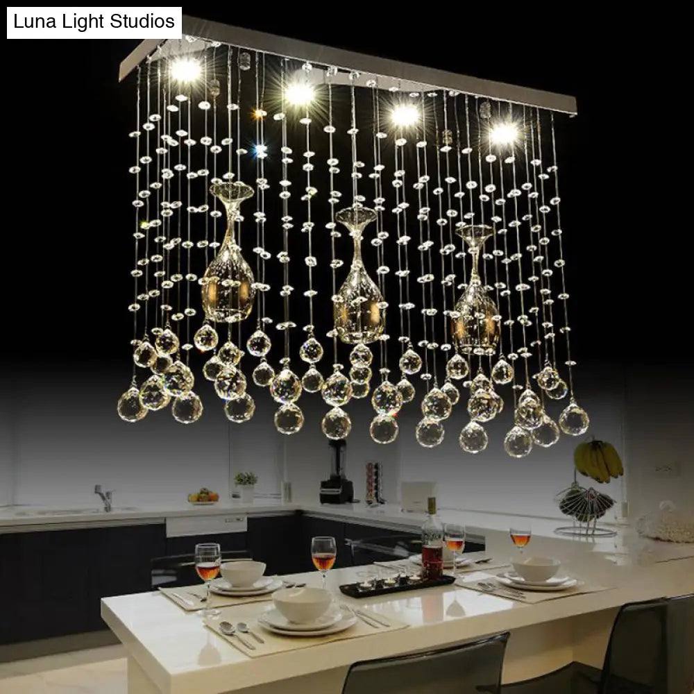 Contemporary Crystal Led Ceiling Mount Light With Chrome Finish In 3 Sizes / 25.5