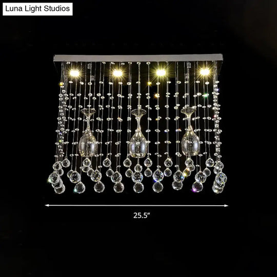 Contemporary Crystal Led Ceiling Mount Light With Chrome Finish In 3 Sizes