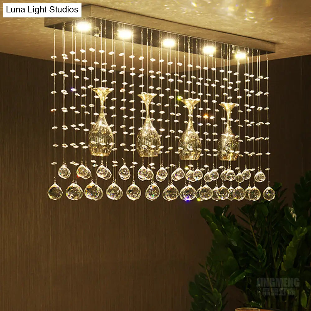 Contemporary Crystal Led Ceiling Mount Light With Chrome Finish In 3 Sizes / 31.5