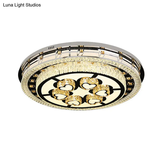 Contemporary Crystal Led Chrome Ceiling Light Fixture With Tiered Round Design For Living Room