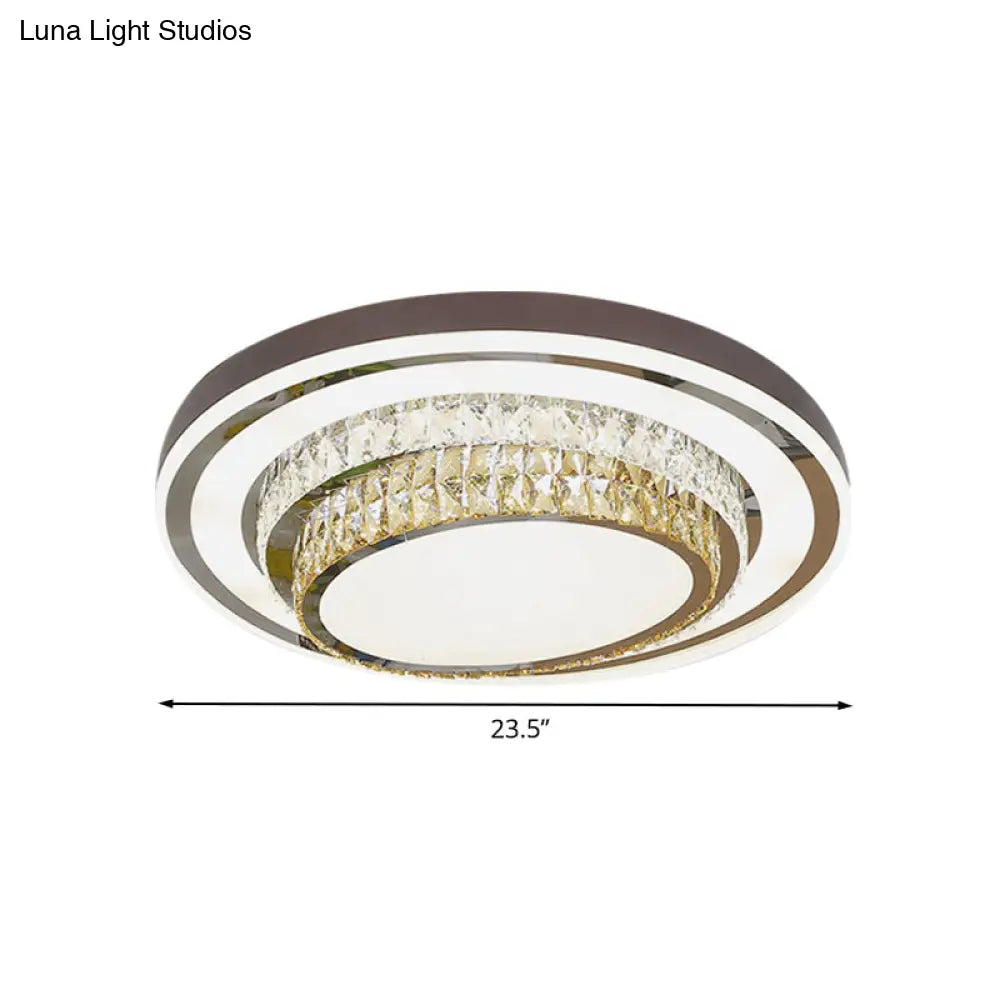 Contemporary Crystal Led Flush Ceiling Light