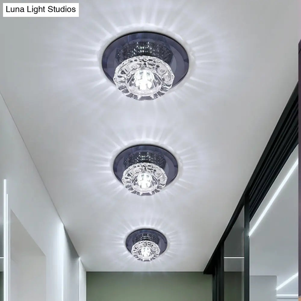 Contemporary Crystal Led Flush Mount Ceiling Light: Floral Entryway Lighting