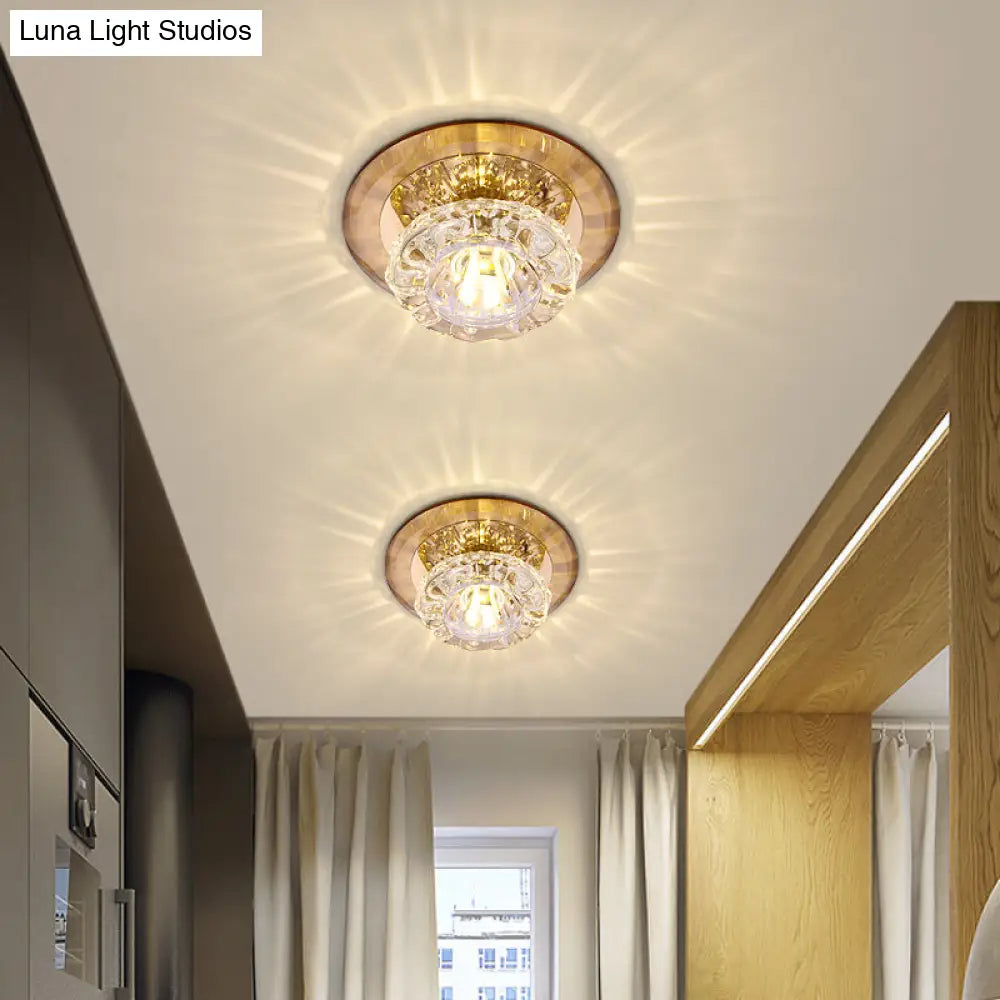 Contemporary Crystal Led Flush Mount Ceiling Light: Floral Entryway Lighting