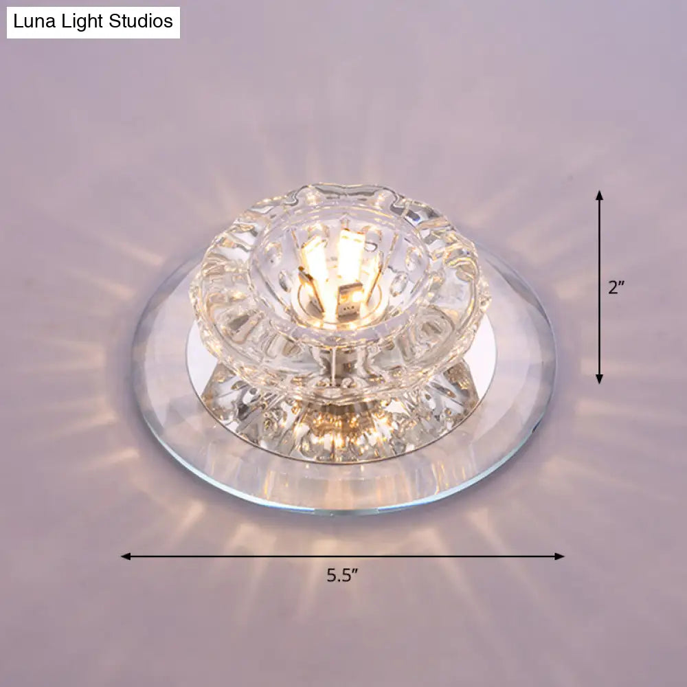 Contemporary Crystal Led Flush Mount Ceiling Light: Floral Entryway Lighting Clear / Warm